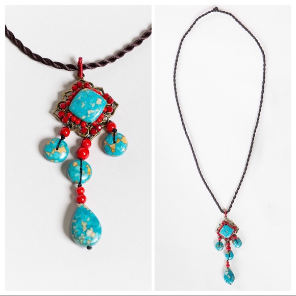 **TAKING DOWN** Boho Turquoise Statement Necklace - Picture 8 of 10